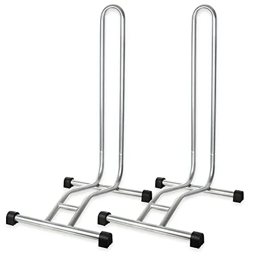 Schramm® Fahrradständer - 2 Stück in Schwarz oder Silber - Fahrradständer für sicheres Abstellen, platzsparend und einfach montierbar. Ideal für Reifenbreiten bis 6,5 cm, erhältlich in Schwarz oder Silber.