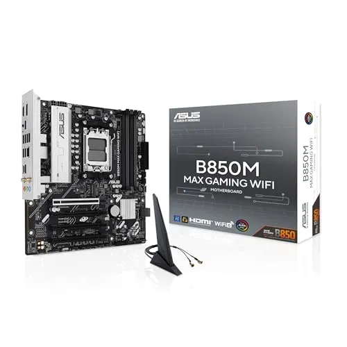 ASUS B850M Max Gaming WIFI - mATX Mainboard für AMD AM5 - Mainboard für AMD AM5 mit integrierter WiFi-Funktion, ideal für leistungsstarke Gaming-Systeme und kompakte Builds.