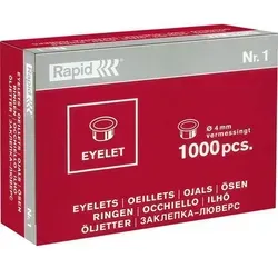 Rapid Öse Eyelet Nr.1 31073113 - 4mm Messing, 1000 Stück - Eisenwaren, hochwertige Messingösen für langlebige Anwendungen, ideal für Bastel- und Reparaturprojekte.