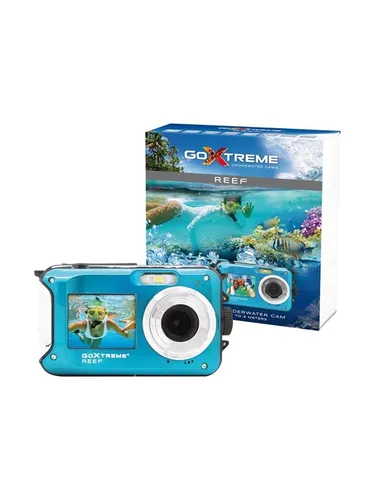 Easypix GoXtreme Reef blue - Hochwertige Unterwasserkamera mit Anti-Shake, Gesichtserkennung und Selbstauslöser für perfekte Action-Aufnahmen