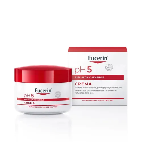 Eucerin pH5 Creme für empfindliche und trockene Haut 75 ml - Eucerin pH5 Creme für empfindliche Haut ist ideal für trockene Hauttypen. Sie spendet intensive Feuchtigkeit und stärkt die Hautbarriere. Perfekt für die tägliche Pflege!