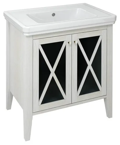 Sapho Waschbeckenunterschrank CROSS 70x81x47cm, Altweiß - Eleganter Unterschrank aus Massivholz im klassischen Design, ideal zur Kombination mit Ihrem Waschbecken. Maße: 70x81x47 cm, bietet ausreichend Stauraum für Ihr Badezimmer.