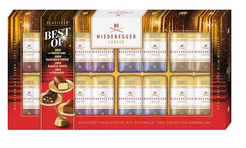 Niederegger | Marzipan Klassiker®-Variationen | 1x 200g | Sorten »Cheesecake«, »Haselnuss-Toffee«, »Black & White Chocolate« & »Tiramisu« | Marzipan Geschenk