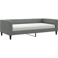 vidaXL Tagesbett Dunkelgrau mit Matratze 100x200 cm - Praktisches 2-in-1 Tagesbett aus strapazierfähigem Stoff, ideal für Wohn- oder Schlafzimmer. Tagsüber Sofa, nachts bequemes Bett – inklusive komfortabler Schaumstoffmatratze für maximalen Schlafkomfort.