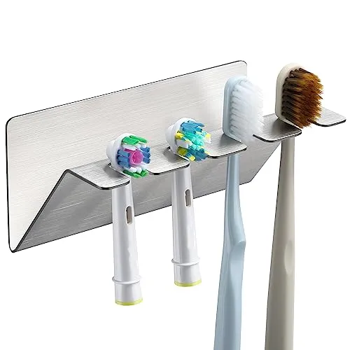 OETAMS Zahnbürstenhalter Ohne Bohren, Zahnbürstenkopfhalter Elektrischer Selbstklebend Wand Zahnburstenhalterung Aufsteckbürsten Halter für Elektrische Zahnbürsten Badezimmer, Silber