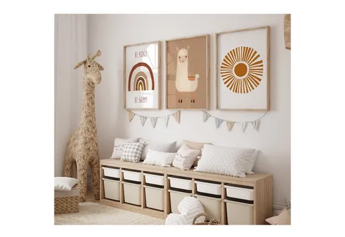MeinBaby123® Poster Bilder Kinderzimmer, Poster Kinderzimmer Deko, Süße Tiere, Babyzimmer, Tiere Wandbilder,  Boho,  Sprüche