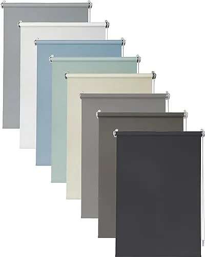 Deco4Me Seitenzugrollo (100 x 160 cm, Stahlgrau) - Blickdicht & lichtdurchlässig - werkzeugfreie Montage ohne Bohren - Jalousien & Rollos für Fenster - Tageslichtrollo, Klemmrollo (Stoffbreite 96 cm)