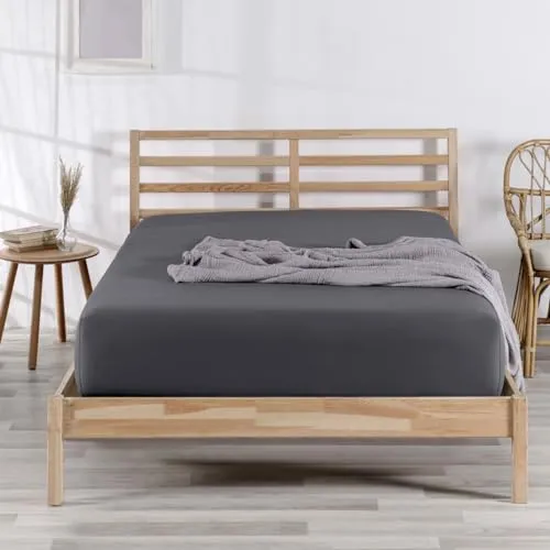 Nordqueen Spannbettlaken Baumwolle 100% Spannbetttücher Bettlaken Jersey, Matratzenhöhe bis 25 cm, (Anthrazit, 160X200 cm)