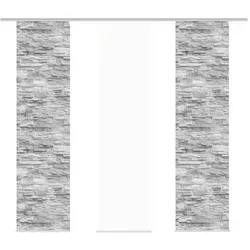 HOME WOHNIDEEN Schiebegardine WALLIS, 3er Set - Halbtransparente Gardine mit Klettband, HxB: 245x60 cm, ideal für stilvolle Fensterdekoration und Pflegeleicht durch 100% Polyester.