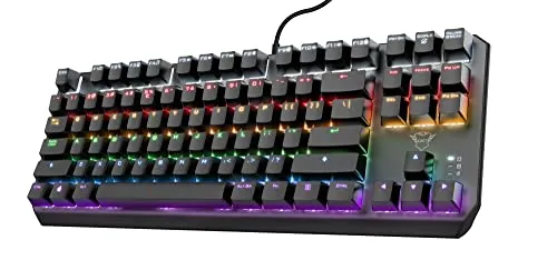 Trust Gaming GXT 834 Callaz TKL Mechanische Tastatur - Tastaturen mit Outemu mechanischen Schaltern für bis zu 50 Millionen Drücken, kompaktes TKL-Design, 20 Farben Beleuchtung und 12 Multimedia-Tasten für ein optimales Gaming-Erlebnis.