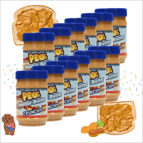 PEO's Peanut Butter 12 x 510g Crunchy - Brotaufstriche – 100% natürliche Erdnüsse, extra cremig und crunchy für ein unwiderstehliches Geschmackserlebnis. Ideal für süße und pikante Gerichte, perfekt zum Frühstück!