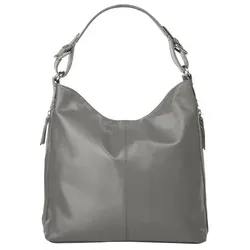 Henkeltasche SAMANTHA LOOK, Damen, grau, Leder - Elegante Handtasche aus echtem Leder, Made in Italy. Mit praktischem Reißverschluss und abnehmbarem Schultergurt – der perfekte Begleiter für jeden Anlass.
