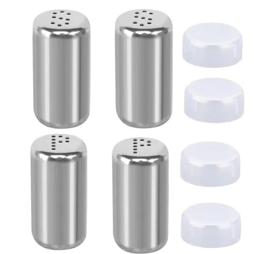 Bessy shop Salz und Pfefferstreuer, 4 Stück Gewürzglas Flasche Salzsteuer Pfefferstreuer Gewürzstreuer mit Deckel Edelstahl Salz- und Pfefferstreuer Edelstahl Ideal für Küche