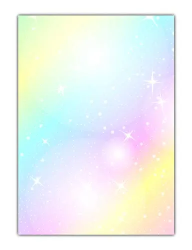 Rainbow Motiv-Briefpapier (MPA-5215, DIN A4, 25 Blatt) Regenbogen Motivpapier mit knallig bunten Farben und Sternen