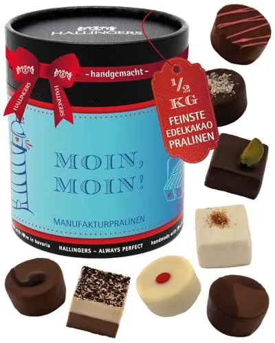 Hallingers Genuss Manufaktur Pralinen Geschenk – ohne Alkohol, handgemacht aus Premium Edelkakao, edle Geschenkdose
