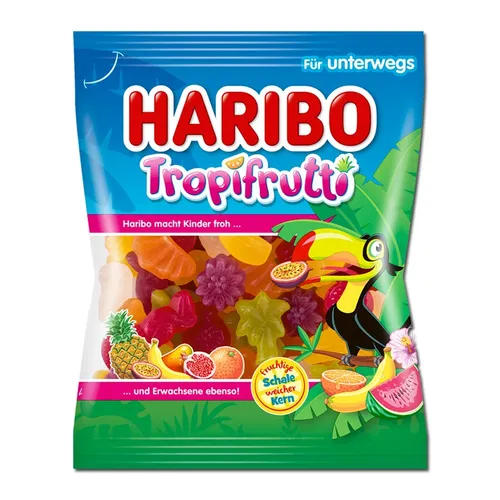 Haribo Tropifrutti Fruchtgummi 100g - Fruchtgummi & Marshmallows, bunte Fruchtmix-Kombination für alle Gelegenheiten – ein fruchtiger Genuss von Haribo!