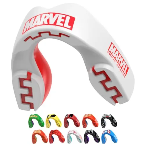 Marvel Logo Sport Zahnschutz Erwachsene und Kinder Sport Mundschutz Für alle Vollkontakt-Sportarten einschließlich Rugby, MMA, Kampfsport, Kickboxen, Judo, Hockey & Boxe