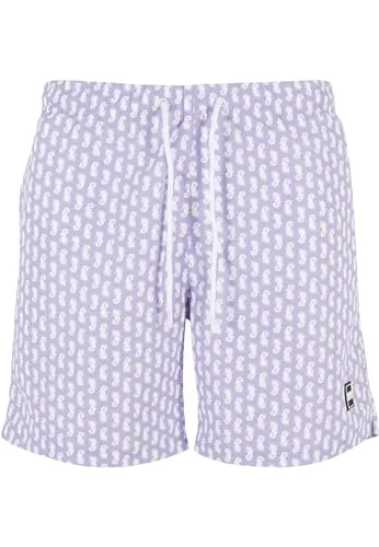 Urban Classics Herren Swim Shorts – Schnelltrocknende Badehose mit Innenslip und Taschen, Dustylilacseahorse, XXL - Leichte Herren Swim Shorts aus schnelltrocknendem Polyester – perfekt für Strand und Pool. Mit elastischem Bund und praktischen Taschen für kleine Essentials. Ideal für Sport und Freizeit, pflegeleicht und langlebig.
