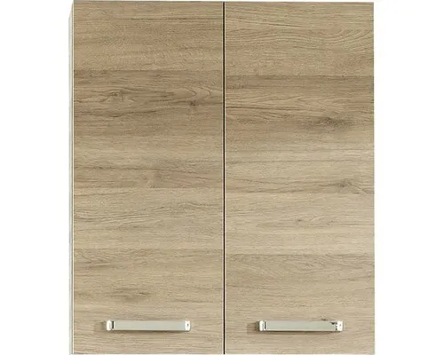 Pelipal Badezimmer Hängeschrank Quickset 313 - Hängeschrank in Sanremo Eiche Terra, 60 cm breit, stilvoll mit chromglänzenden Griffen und feuchtigkeitsbeständig – ideal für Ordnung im Bad.