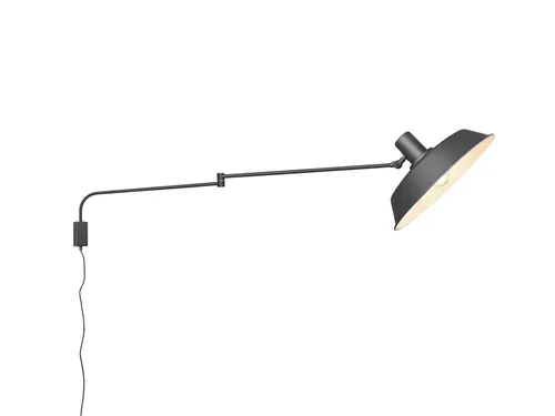 meineWunschleuchte Wandleuchte schwenkbar mit Stecker und Schalter - Wandleuchte in Schwarz matt, maximal 150 cm ausladend. Ideal für individuelle Lichtgestaltung mit austauschbarem E27 LED 6 Watt, warmweiß für gemütliche Atmosphäre.