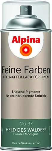 Alpina Feine Farben Sprühlacke – No. 37 Held des Waldes – edelmatter Sprühlack für innen – für eine beeindruckende Farbtiefe – geruchsarm & schnelltrocknend – 400ml