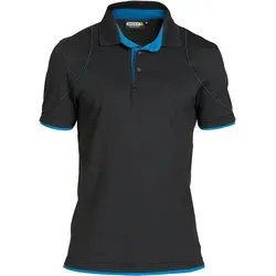 Orbital Poloshirt in Schwarz/Azurblau, Größe 3XL - Herren-Shirt mit Strickkragen und Dreiknopfleiste, ideal zur Veredelung und nach OEKO-TEX® Standard 100 auf Schadstoffe geprüft.