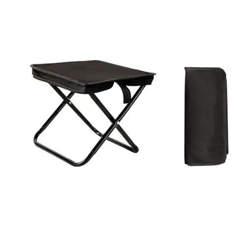 XUEQI Camping Hocker tragbarer Klapphocker, Mini Klapphocker und Leichter Sitz Klapphocker können für Reisen, Wandern, Gartenangeln, Cricket, Strand gefaltet Werden, mit Aufbewahrungstasche (schwarz)