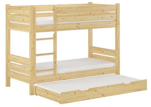 ERST-HOLZ Etagenbett Niedriges Etagenbett 90 x 200 cm Kiefer Massiv Teilbare Nische 80
