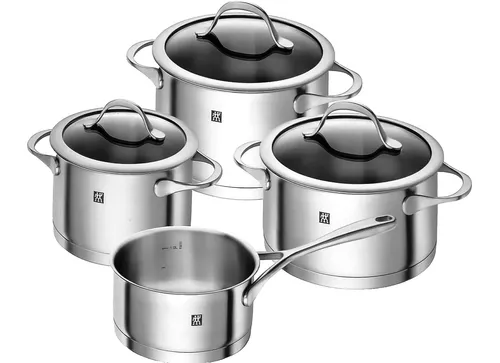 ZWILLING Topf-Set Essence Edelstahl 18/10 4-tlg. - Kochtöpfe aus hochwertigem Edelstahl, induktionsfähig und spülmaschinenfest, ideal für alle Herdarten. Perfekt für die moderne Küche!
