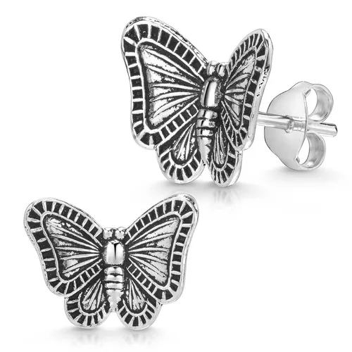 MATERIA Kinder Ohrstecker Schmetterling 925 Sterling silber antik klein