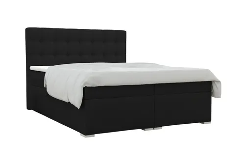 Deine Möbel 24 Boxbett Claudia, Schwarz, 140x200 cm, mit Stauraum - Stylisches Boxbett Claudia in Velour Schwarz, 140x200 cm. Mit zwei Bettkästen für zusätzlichen Stauraum und einem abnehmbaren Kaltschaum-Topper für höchsten Komfort. Ideal für Ihr Schlafzimmer – modern und praktisch!