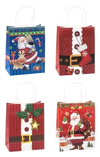 TSI Geschenktüten aus Kraftpapier WEIHNACHTEN, 12er Packung, Größe: Mittel (HxBxT 23 x 18 x 10 cm), Art. Nr. 88019
