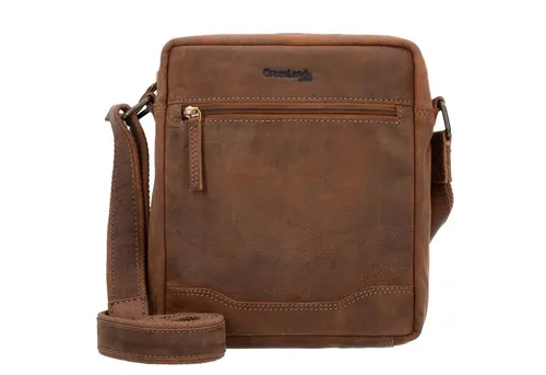GreenLand Nature Umhängetasche Montenegro - Handtasche aus echtem Rindsleder, mit schöner Logo Prägung, verstellbarem Schulterriemen und praktischen Fächern für optimale Organisation.