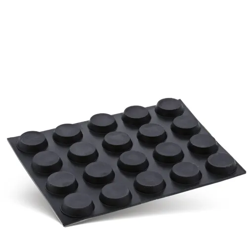 InLine Gummipads, 12mm, 20er Pack, schwarz, flach, selbstklebend