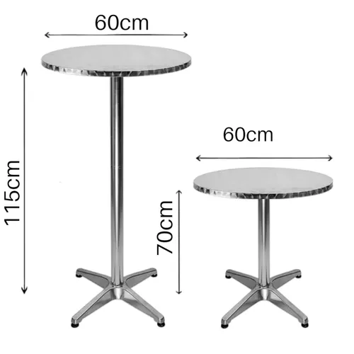 Klappbarer Bistrotisch 60 cm - 2 in 1 Alu Stehtisch - Tische & Stehtische, ideal für Gartenpartys oder den Balkon, platzsparend und höhenverstellbar von 70-115 cm für flexible Nutzung.