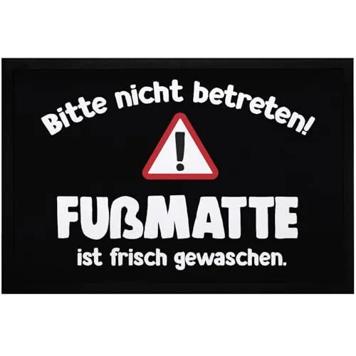 MoonWorks® Fußmatte ist frisch gewaschen Spruch lustig Ironie rutschfest & waschbar Schwarz 60x40cm