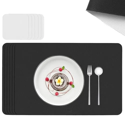 SÄNGER Kunstleder Untersetzer & Platzsets 12-teilig in schwarz von Sänger