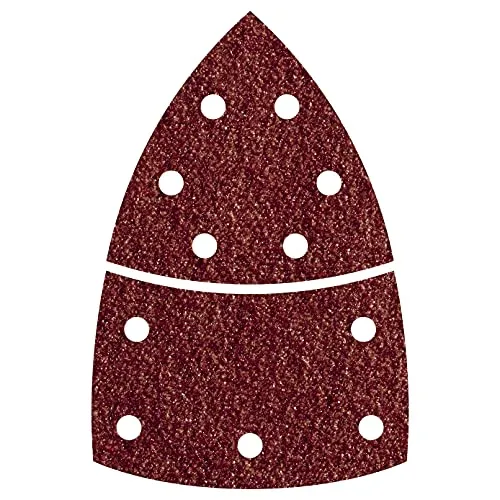 wolfcraft Haft-Schleifblätter, 2-teilig, Dreieck-Schleifblatt 95 mm und Basis-Schleifblatt Korund, 10 Stück, 5619000