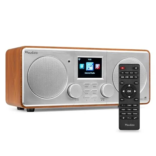 Audizio Foza - WLAN Internetradio mit DAB und Bluetooth - Vielseitiges DAB+ Radio mit 50 Watt, elegantem Silber-Design und hervorragendem Klang für ungestörten Musikgenuss. Ideal für Küche, Wohnzimmer oder Büro.