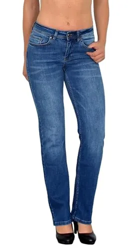 ESRA Jeans Damen Straight Stretch Jeans bis Übergröße G200