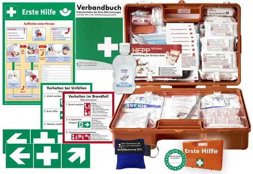 WM-Teamsport Erste-Hilfe-Koffer Erste-Hilfe-Koffer M2 nach der aktuellen DIN 13169 +Aufkleber, Aushang