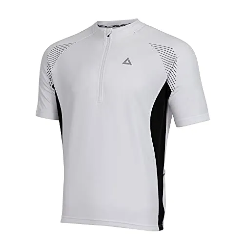 Airtracks Herren Fahrradtrikot Kurzarm Team II - Atmungsaktives Radler Shirt in Weiß - Radsport-Trikots für Herren, atmungsaktiv und schnelltrocknend, ideal für Frühling und Sommer, mit reflektierenden Elementen und praktischen Rückentaschen.