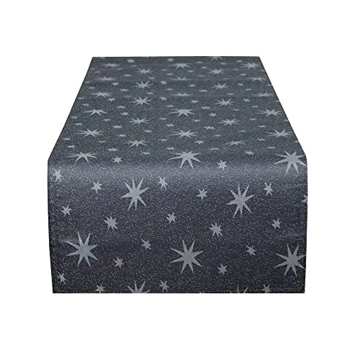 Tischläufer Weihnachten 40 x 140 cm Creme Gold Rechteckig Weihnachtstischdecken Lurex Sterne bügelfrei knitterfrei Advent Tischdecken Weihnachtsdeko Tischdeko Herbst (30 x 160 cm Grau Silber)