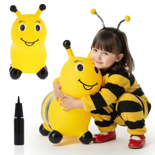 Hüpftier Hüpfbiene Hüpfer Hüpfen + pumpe ab 1 Jahre gelb Sun Baby