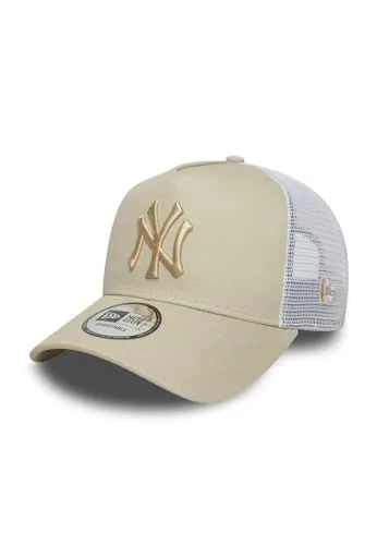New Era NOS League ESS Trucker Cap NY Yankees - Beige Weiß, Einheitsgröße - Baseball Cap für Herren, verstellbar und stylisch im NOS League Design, perfekt für Fans der New York Yankees.