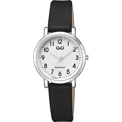 Q&Q Damenuhr mit Kunstlederionsarmband, 3 Bar, schwarz