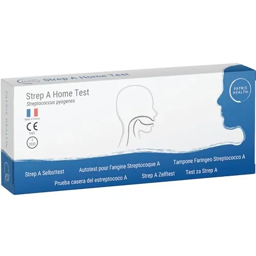 Patris Health® Strep A Selbsttest – Schnelltest zur Erkennung von Streptokokken A (Strep A Angina, Scharlach, Racheninfektionen) – Ergebnis in 10 Min