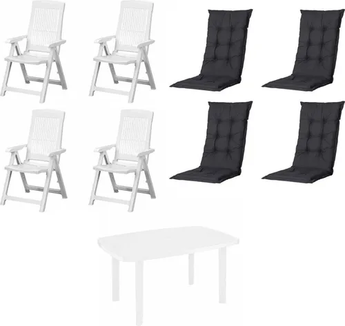 Siena Garden Gartenmöbel 9er-Set Tampa – Weiß, 90x109 cm - Hochwertiges 9er-Set Gartenmöbel in elegantem Weiß. Ideal für gesellige Stunden im Freien. Maße: B: 90 cm, H: 109 cm. Genießen Sie Komfort und Stil in Ihrem Garten!