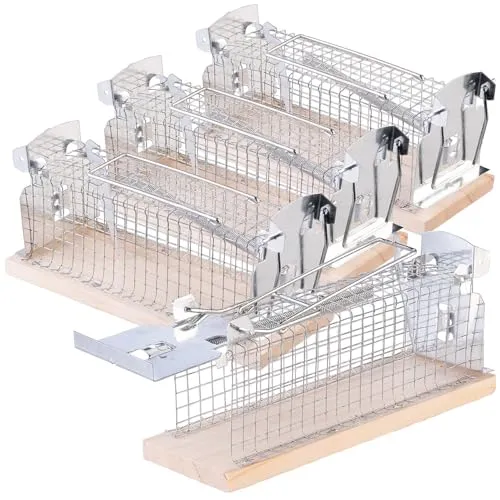 Exbuster Mausefalle: 4er-Set Tierfreundliche Lebendfalle für Mäuse, für Innen und Außen (Tierfreundliche Mausefalle, Korbfallen, Küche)