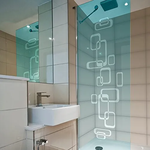 atFoliX Glasdekorfolie Retro 8-teilig - Edle Milchglasfolie im Retro-Design, konturgeschnitten, lichtdurchlässig und leicht zu reinigen. Ideal für kreative Innen- und Außendekoration auf glatten Glasflächen. Made in Germany.